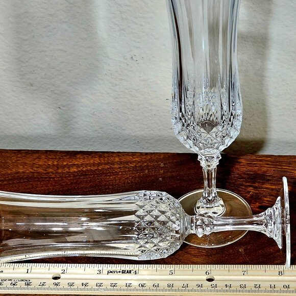 2 Cristal d'Arques Longchamp Champagne Flutes 8" Cut Crystal Glasses vintage - Picture 6 of 7